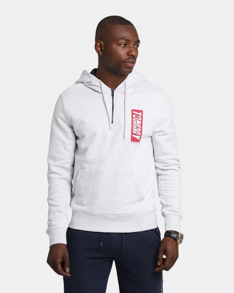Tommy Jeans Tjm Essential Script Zip Through Hoodie Silver Grey Heather 1