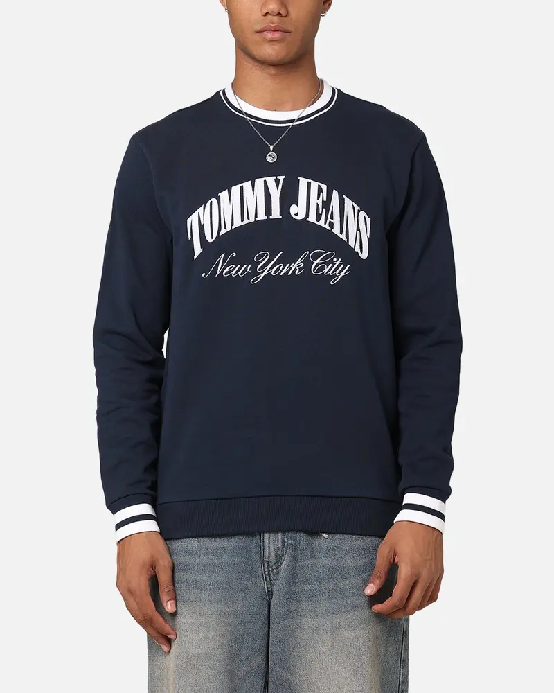 Tommy Jeans Tjm Reg Tipping Varsity Crewneck Dark Night Navy 1