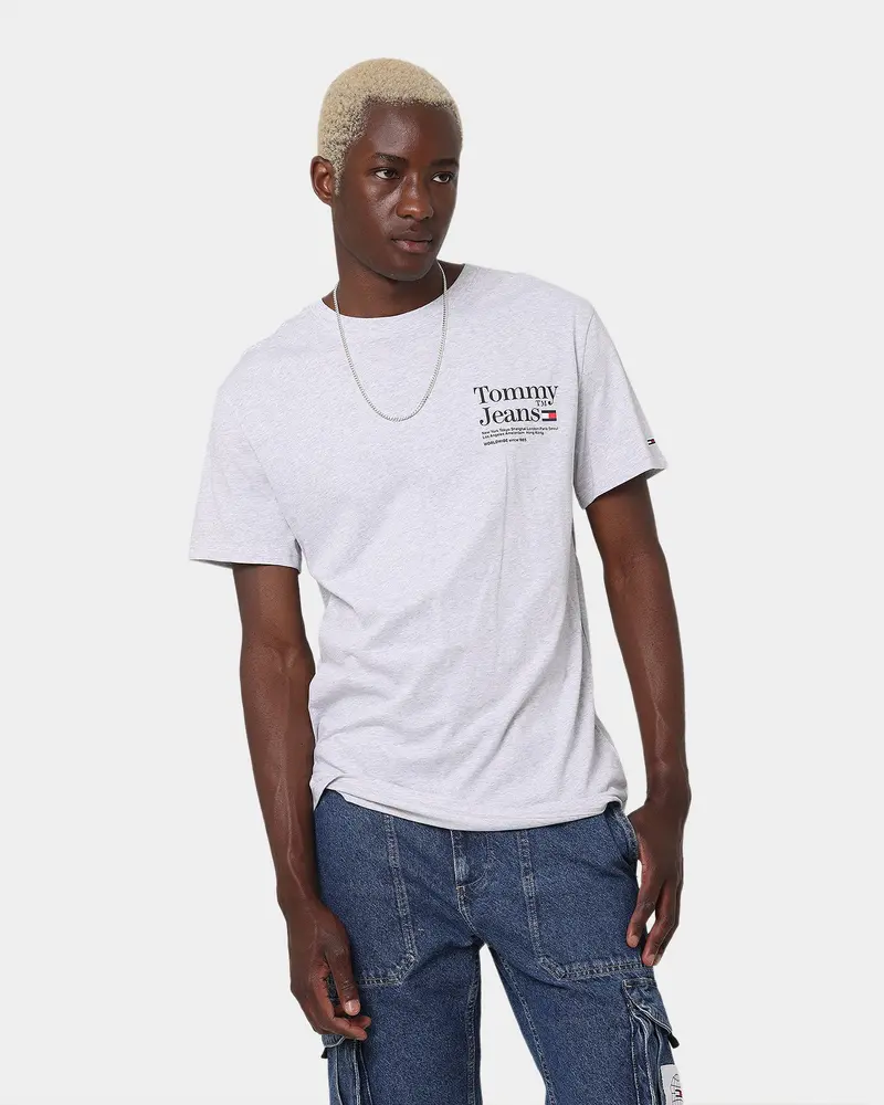 Tommy Jeans Tjm Tommy Text T-Shirt Silver Grey Heather 1