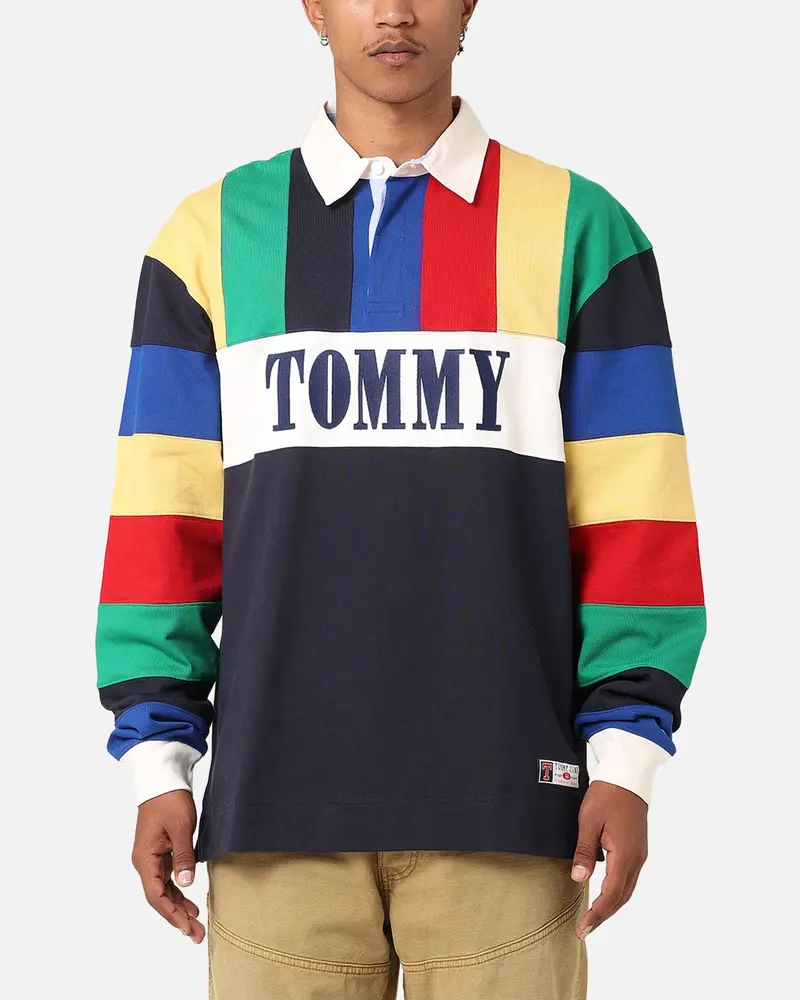 Tommy Jeans Tju Archive Games Multi Rugby Shirt Twilight Indigo 1