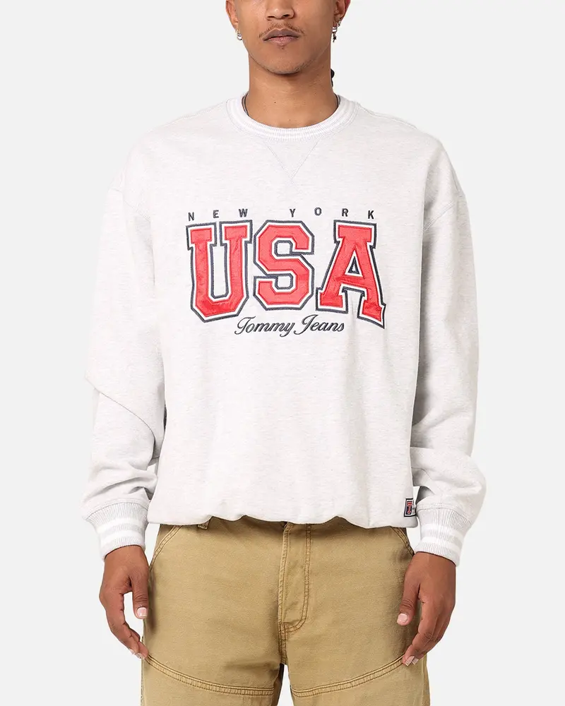 Tommy Jeans Tju Archive Games Team Usa Crewneck Silver Grey Heather 1