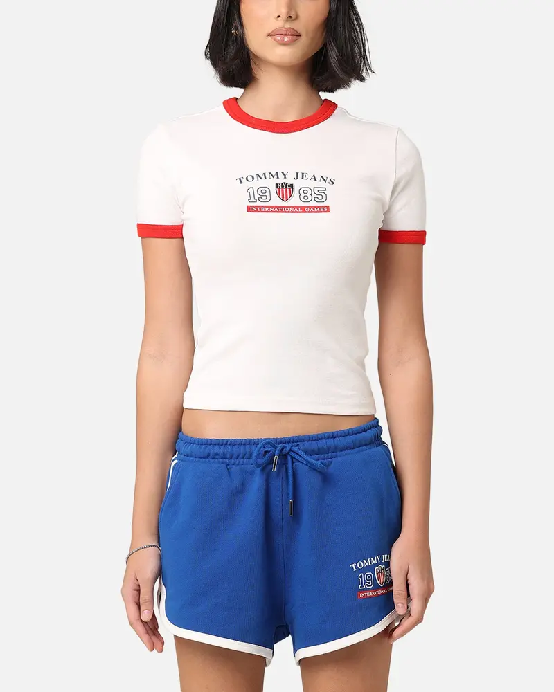 Tommy Jeans Women's Tjw Archive Games Ringer T-Shirt Ancient White 1