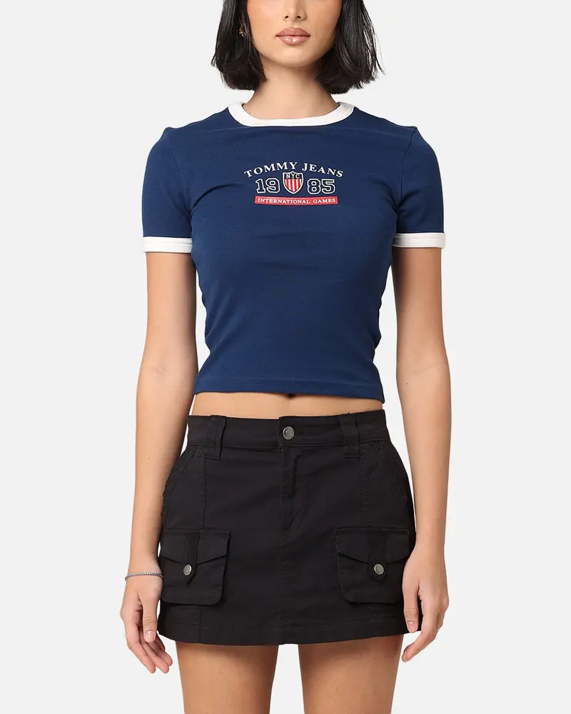 Tommy Jeans Women's Tjw Archive Games Ringer T-Shirt Twilight Indigo 1