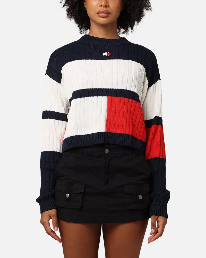 Tommy Jeans Women's Tjw Colourblock Badge Sweater Ancient White/Multi 1