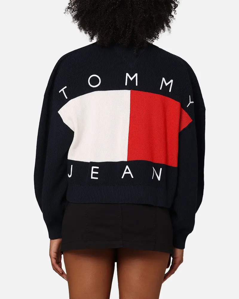 Tommy Jeans Women's Tjw Flag Badge Cardigan Dark Night Navy 1