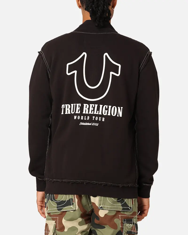 True Religion Big T Mock Neck Zip Through Jacket Jet Black 1