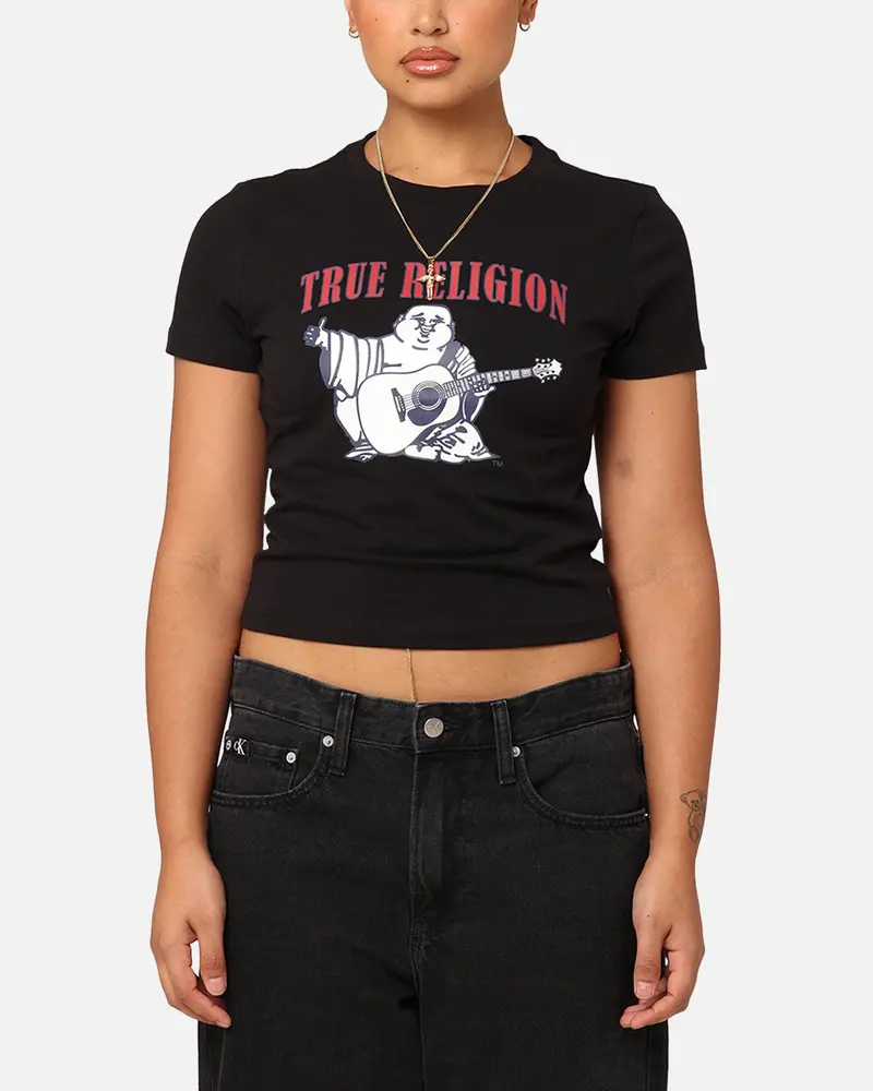 True Religion Women's Buddha Baby T-Shirt Black 1