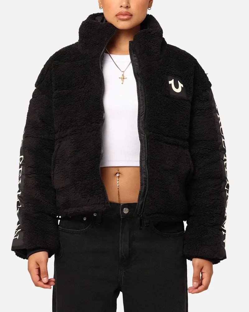 True Religion Women's Panelled Puffer Jacket Jet Black 1
