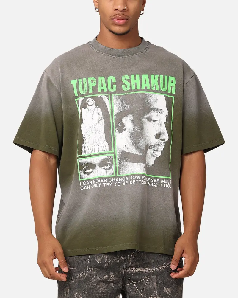 Tupac Never Change Sunfade T-Shirt Vintage Olive 1