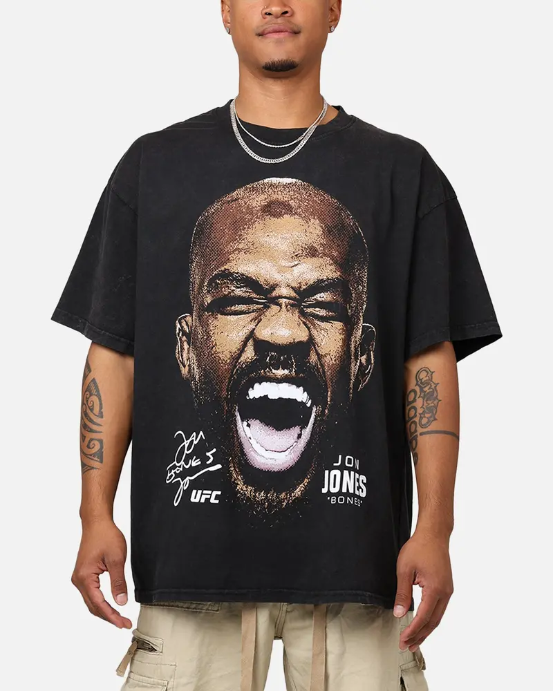Ufc By 73Studio Jon Jones Big Face T-Shirt Black Acidwash 1