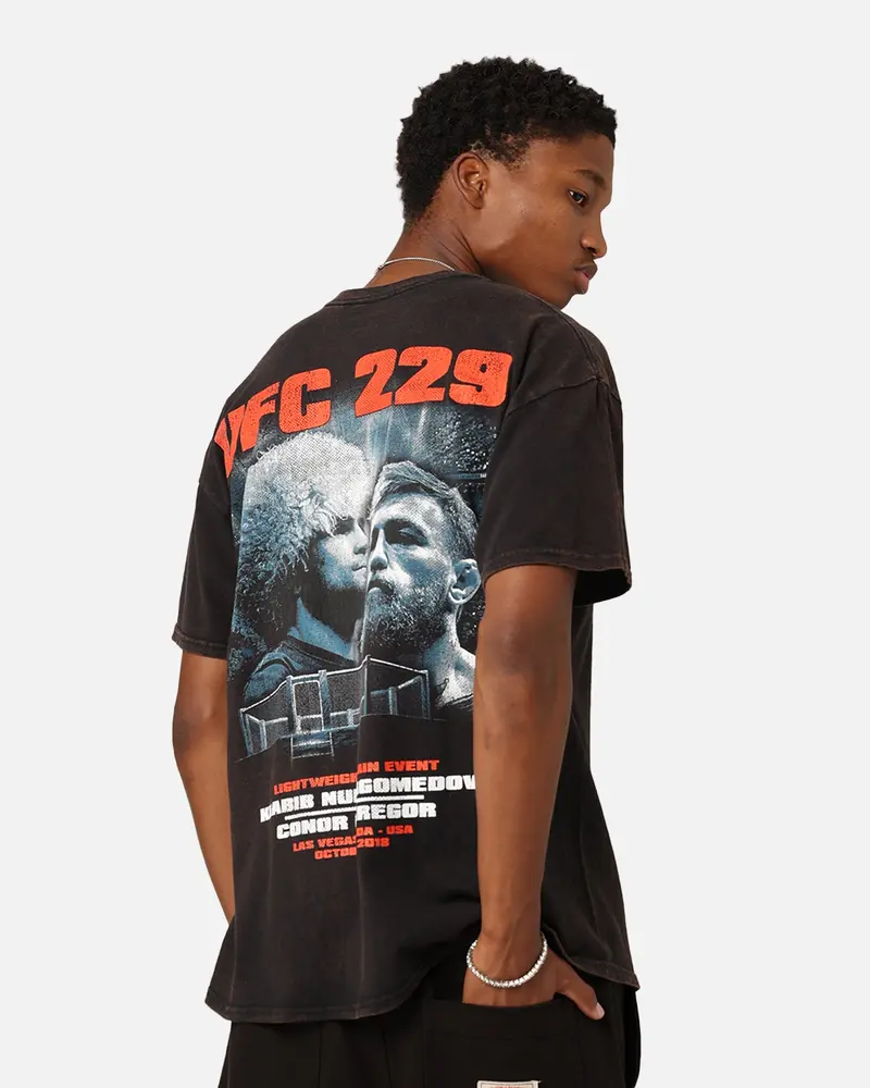 Ufc By Goat Crew 229 Card: Khabib Nurmagomedov Vs. Conor Mcgregor T-Shirt Black Wash 1