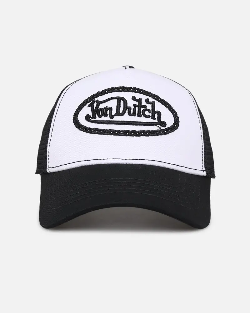 Von Dutch Unisex Trucker Snapback Hat Black/White 1