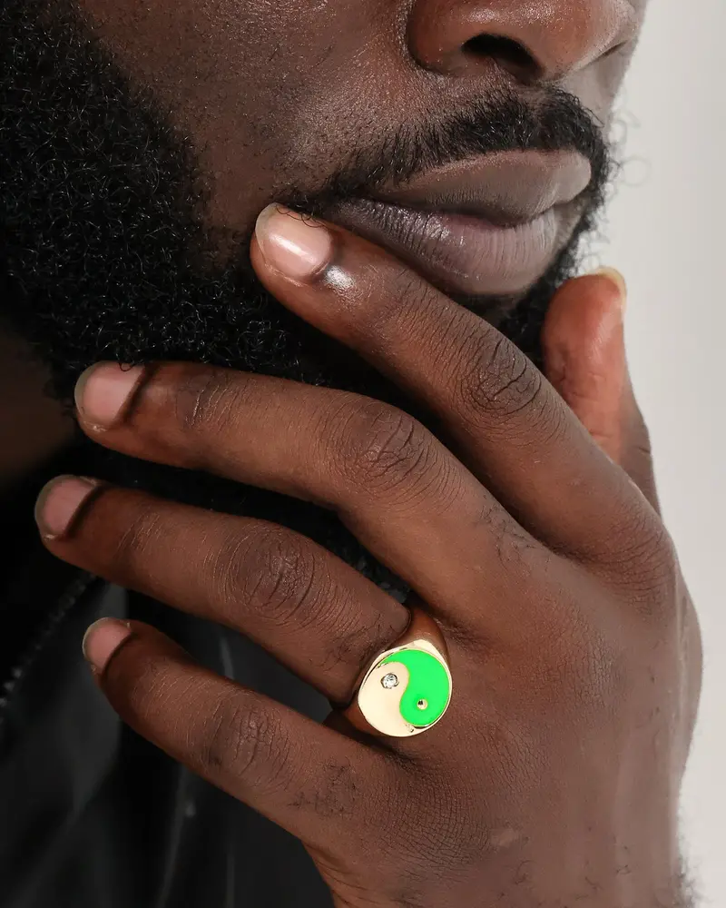 Wild For The Weekend Yin Yang Signet Ring (Large) Gold 1