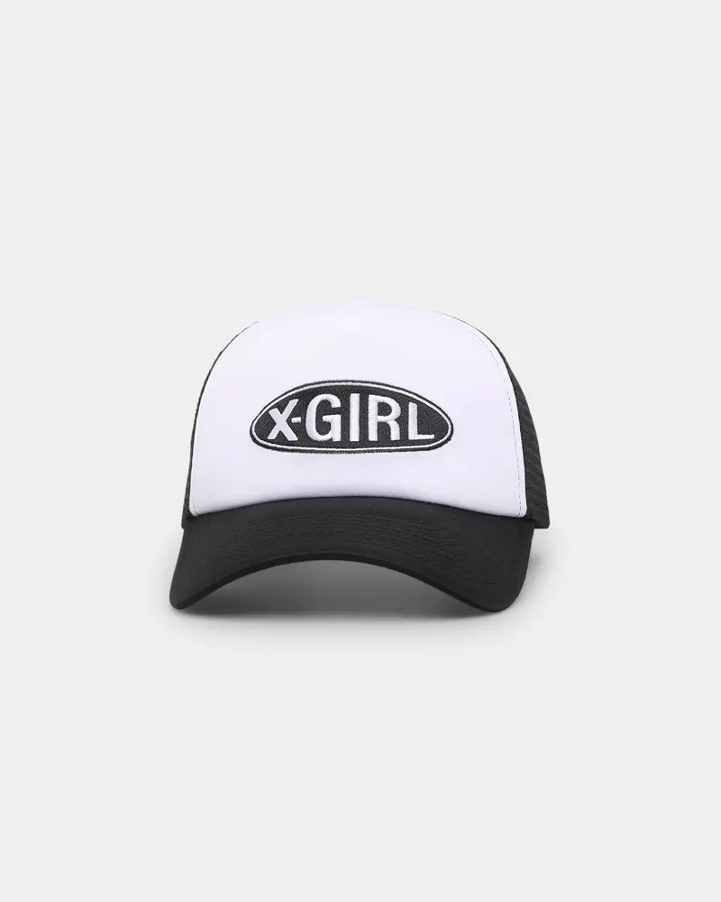 X-Girl Women's Basic Oval Logo Trucker Black 1