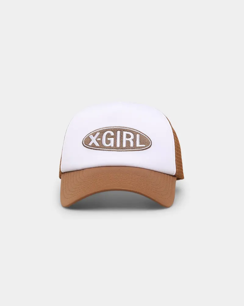 X-Girl Women's Basic Oval Logo Trucker Brown 1