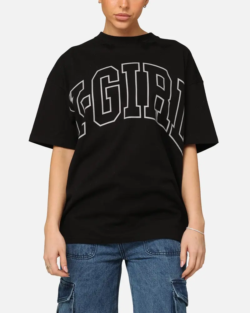 X-Girl Women's College Oversized T-Shirt Black 1
