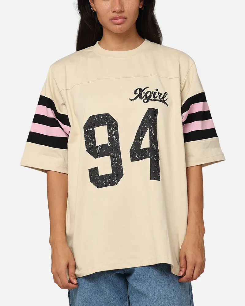 X-Girl Women's Number Sweat T-Shirt Cream 1