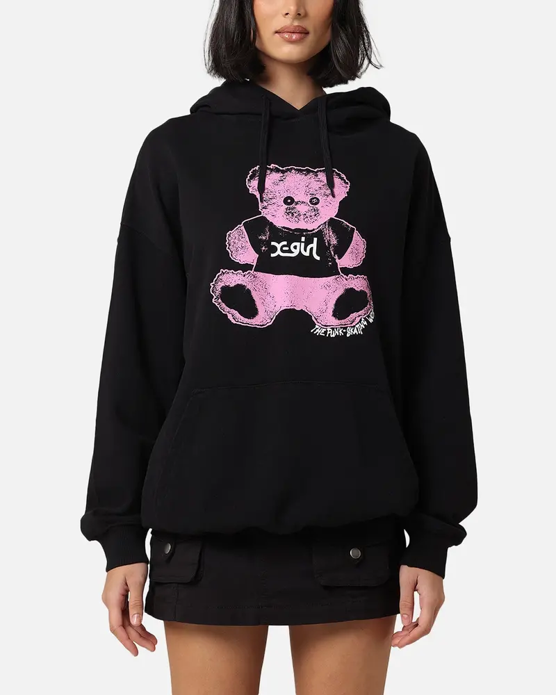 X-Girl Women's Teddy Oversized Hoodie Black 1
