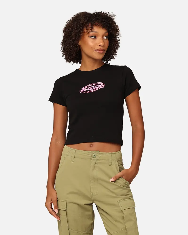 X-Girl Women's Tribal Oval Rib T-Shirt Black 1
