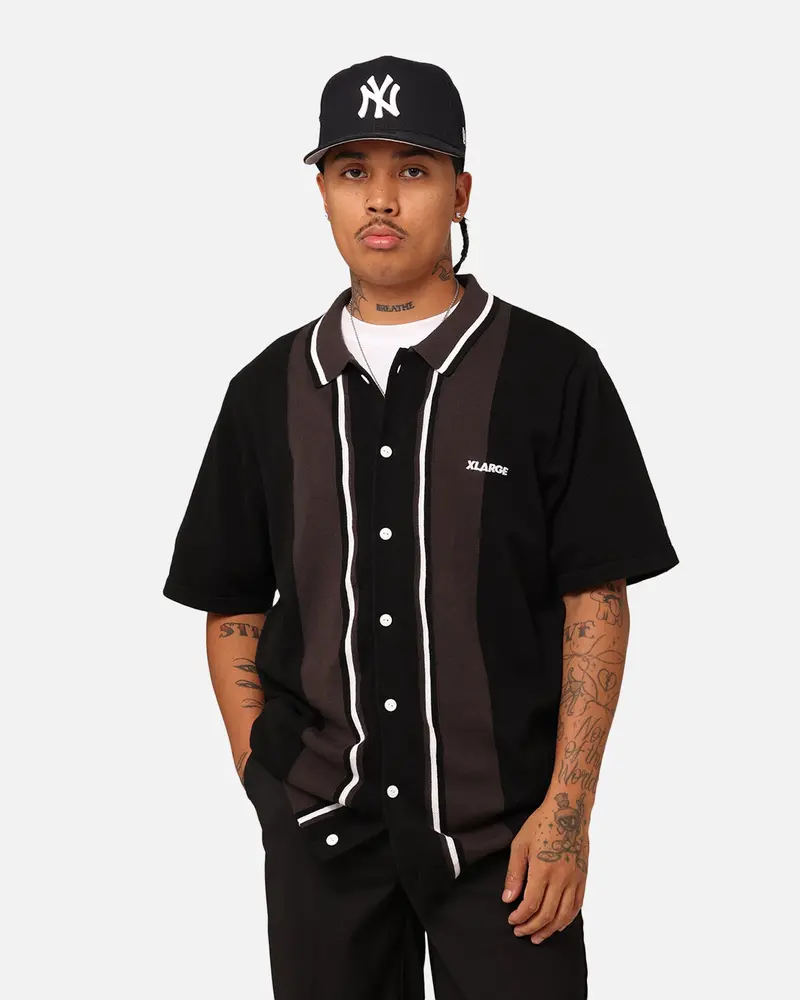 X-Large Bowling Knit Short Sleeve Shirt Black 1
