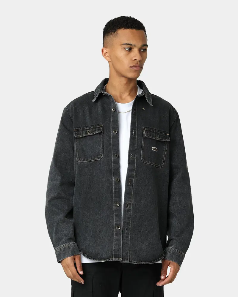 X-Large Denim Long Sleeve Work Shirt Washed Black 1