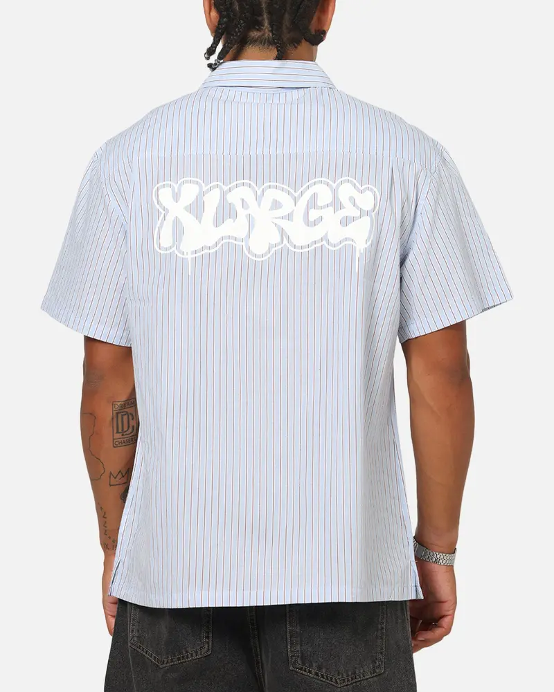 X-Large Drip Button Up Shirt Blue Stripe/White 1