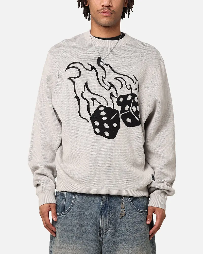X-Large Fire Dice Knit Crewneck Cream 1