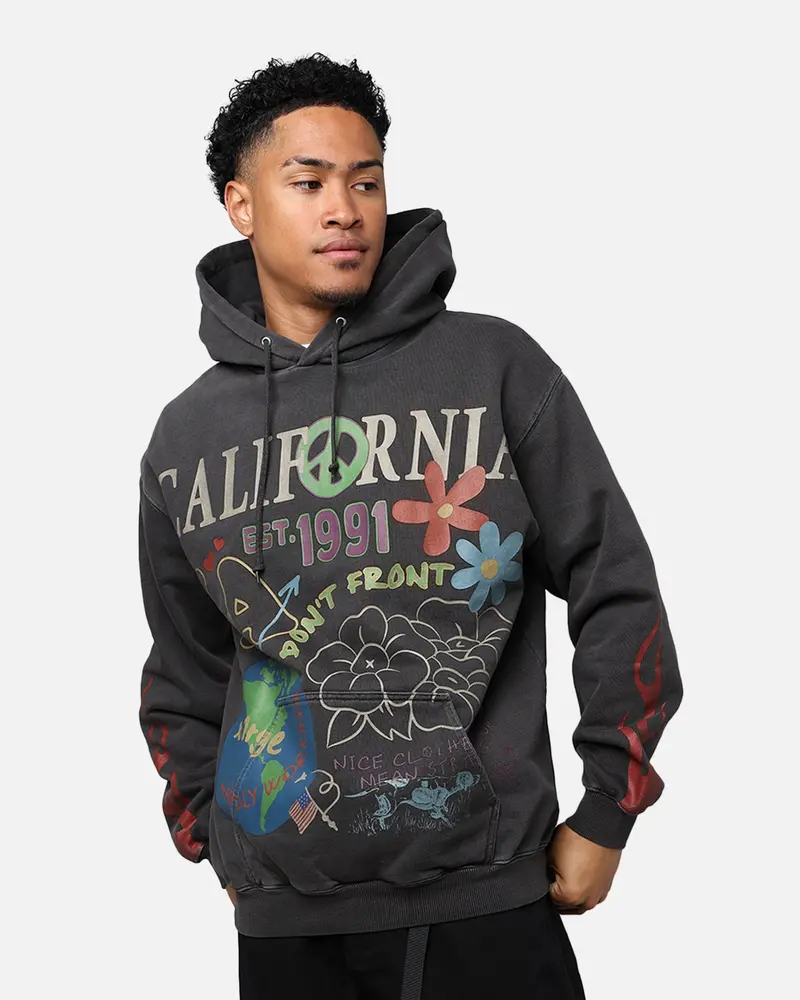 X-Large Pigment Dyed Peace Hoodie Black 1