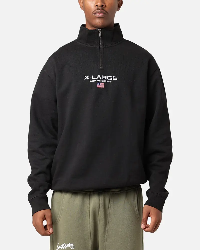 X-Large Quater Zip Crewneck Pigment Black 1