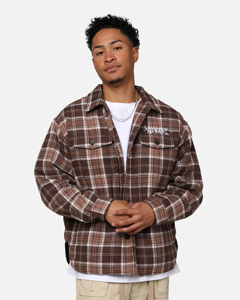 X-Large Quilted Flannel Shirt Brown 1