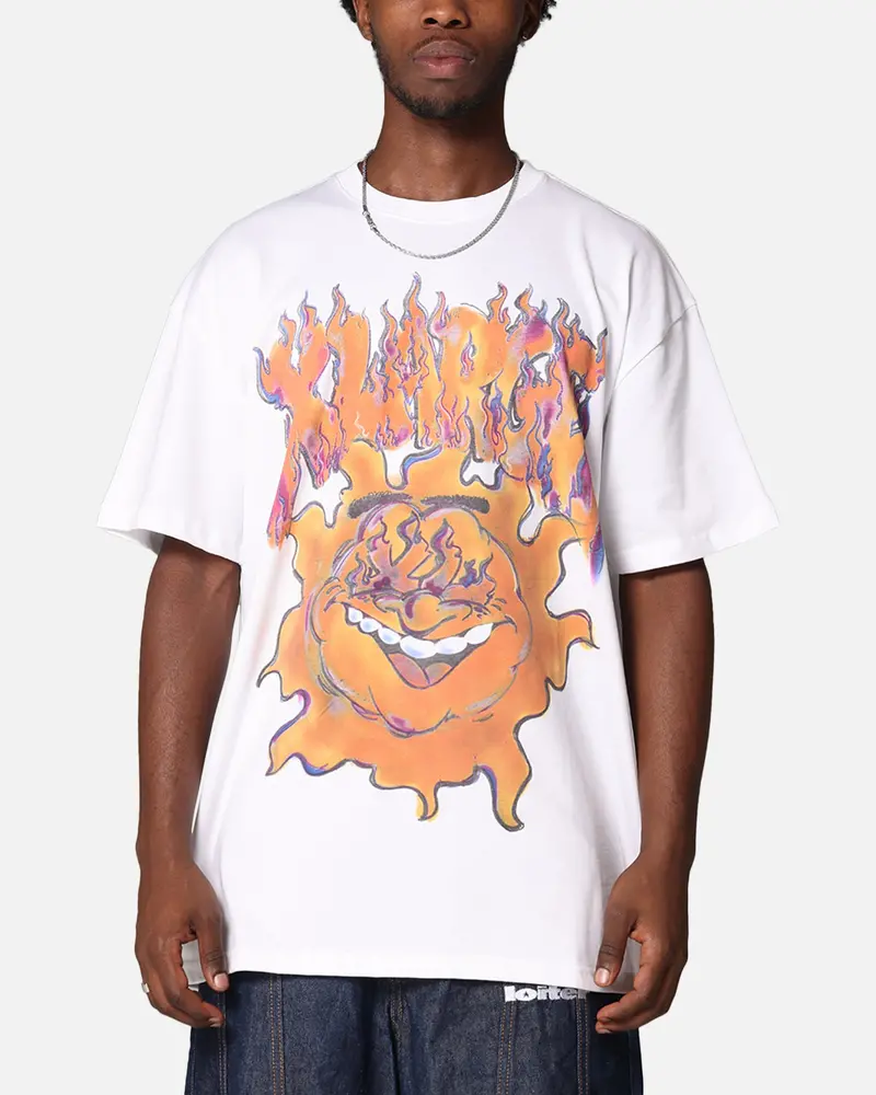 X-Large Xl Burning T-Shirt Solid White 1