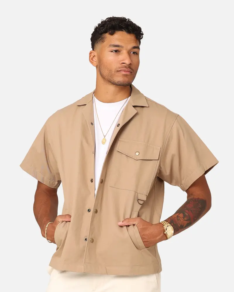 Xxiii Benji Utility Button Up Shirt Khaki 1