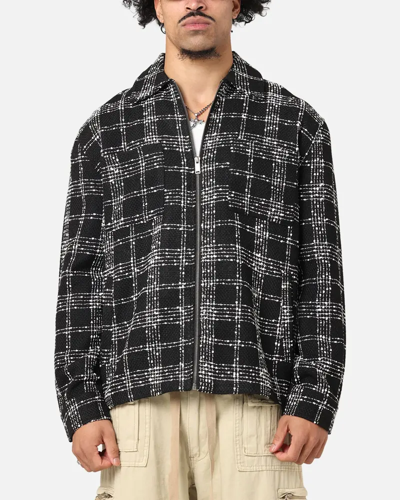 Xxiii Boucle Tweed Zip Jacket Black/White 1