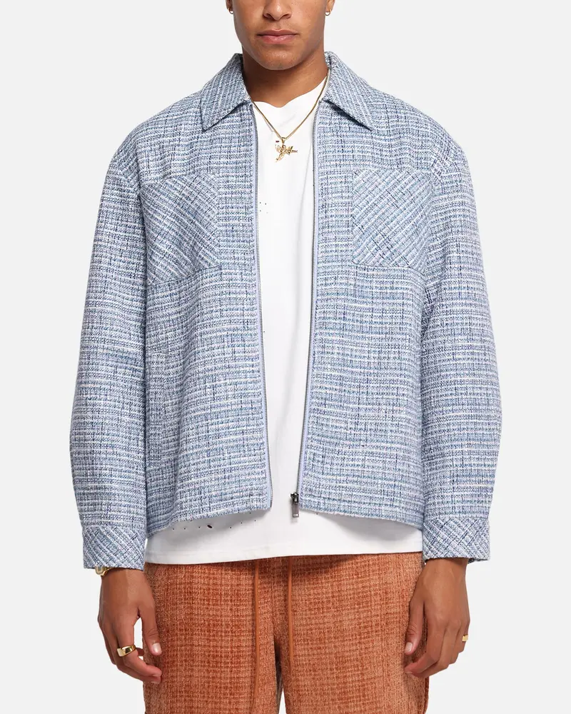 Xxiii Boucle Tweed Zip Jacket Teal/Blue/Purple 1