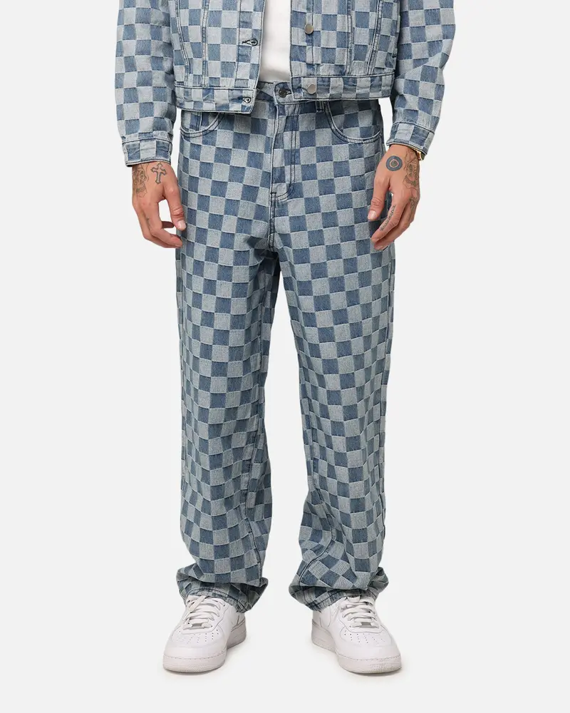 Xxiii Checker Board Denim Jeans Blue 1