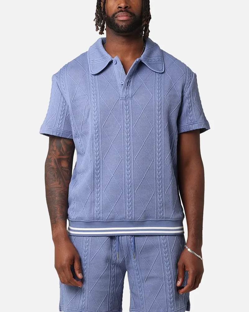 Xxiii Danny Knit Polo Shirt Floral Blue 1