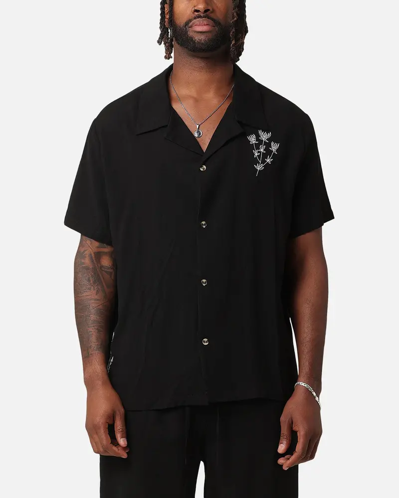 Xxiii Desert Flower Linen Button Up Shirt Black 1