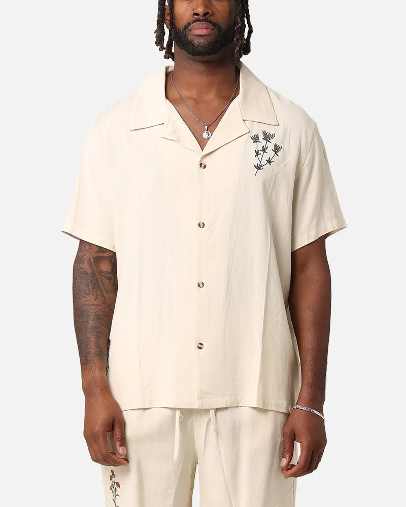 Xxiii Desert Flower Linen Button Up Shirt Off White 1
