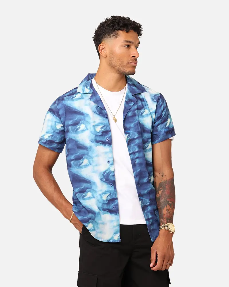 Xxiii Distorted Button Up Shirt Blue 1