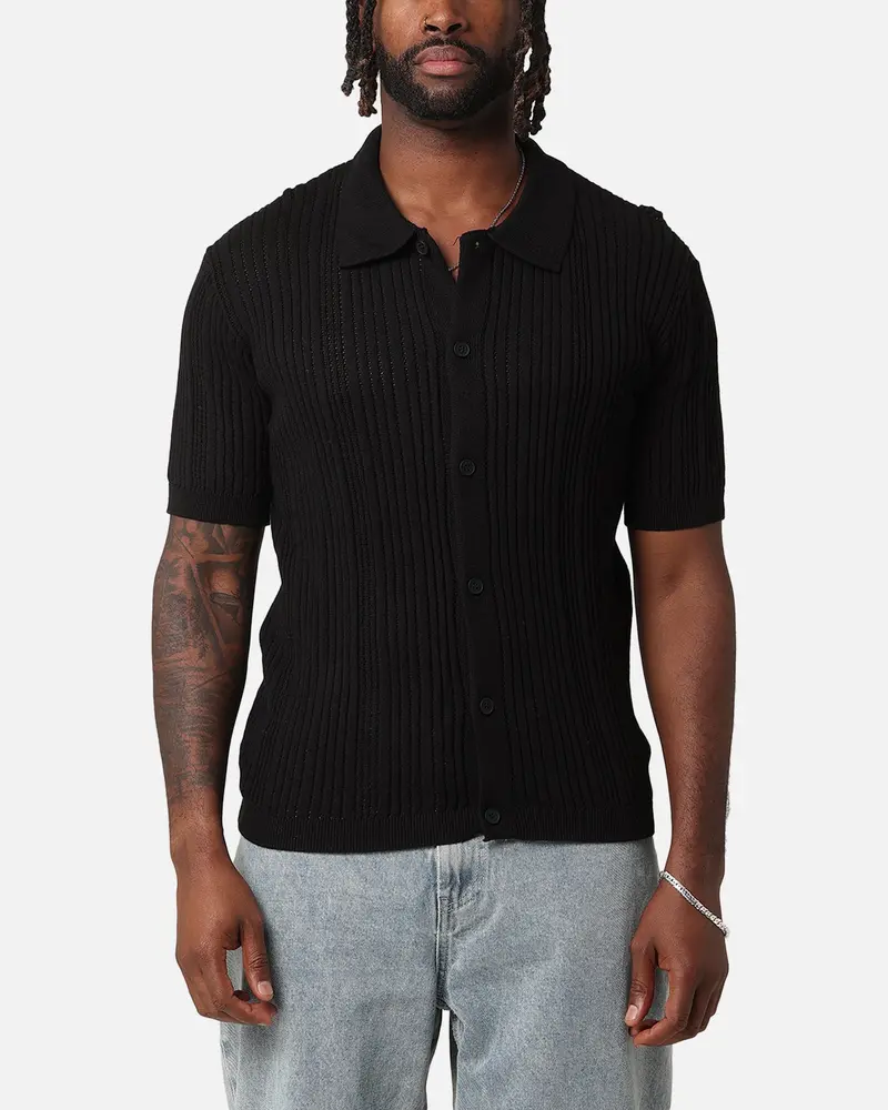 Xxiii Elliot Knit Button Up Shirt Black 1