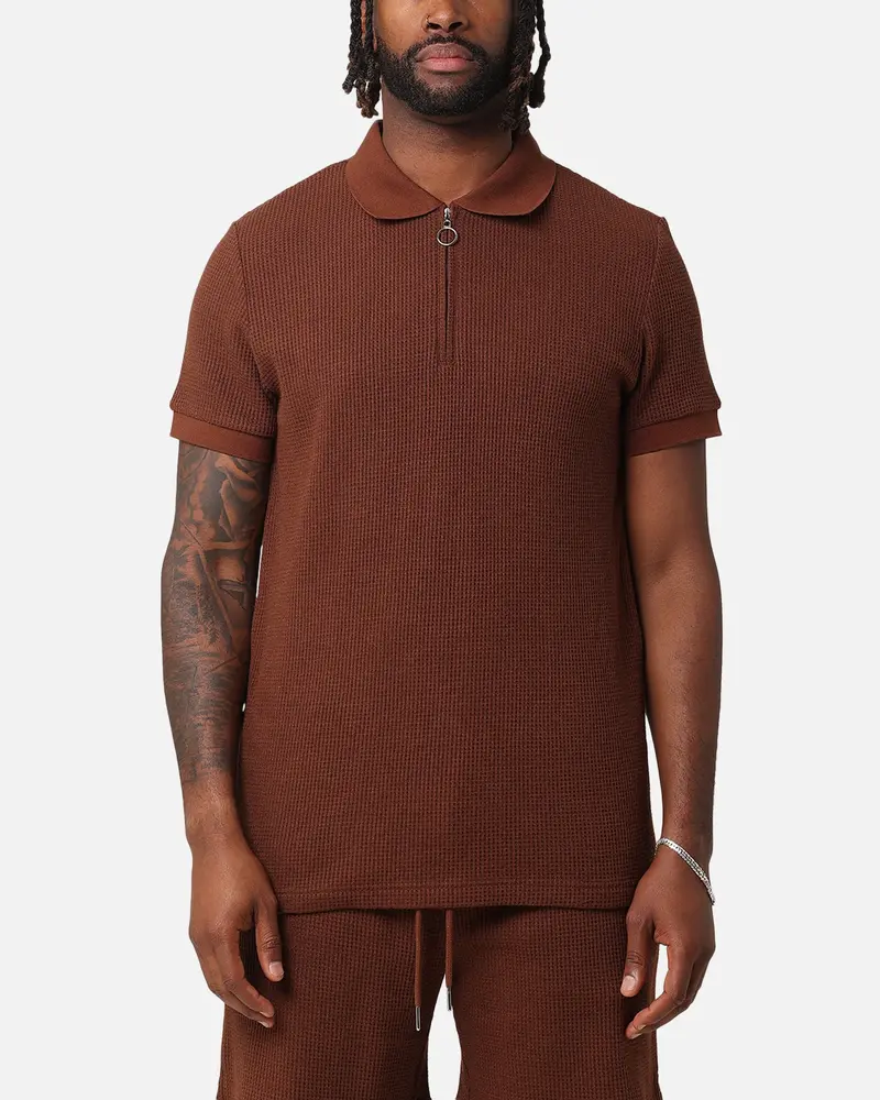 Xxiii Ethan Quarter Zip Polo Shirt Brown 1
