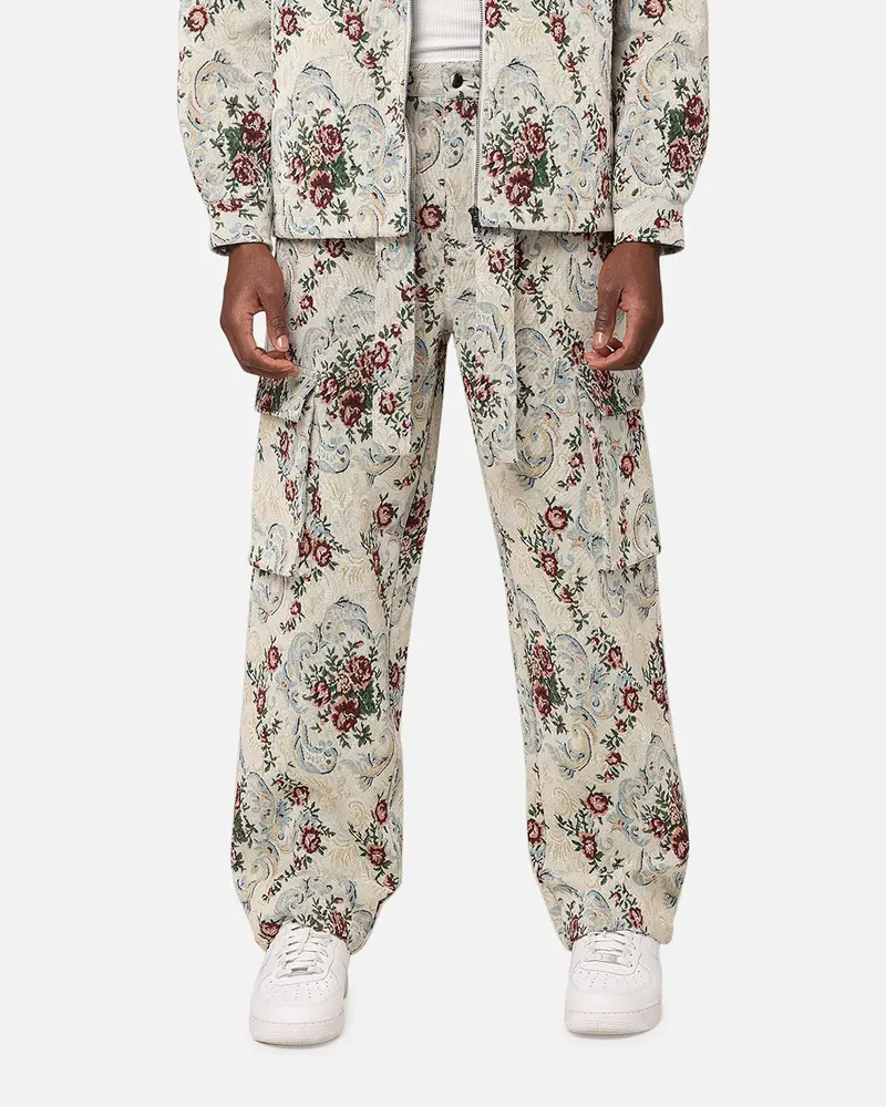 Xxiii Floral Jacquard Cargo Pant White Antique 1