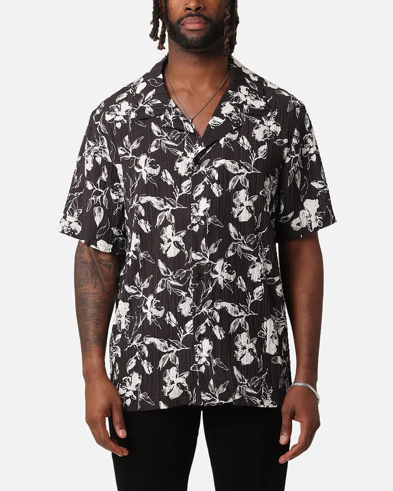 Xxiii Floral Textured Button Up Shirt Black/White 1