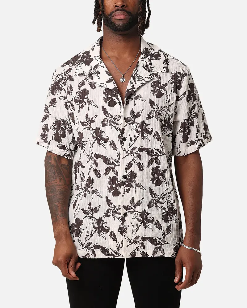 Xxiii Floral Textured Button Up Shirt White/Black 1