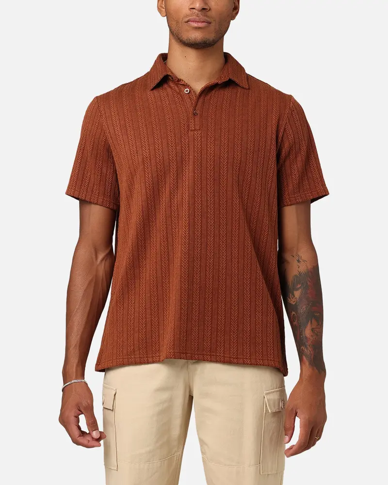 Xxiii Herringbone Cable Polo Shirt Brown 1