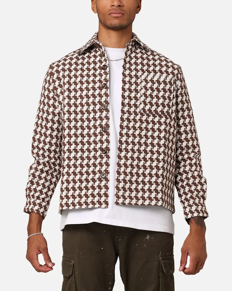 Xxiii Jacquard Weave Shacket Brown/White 1