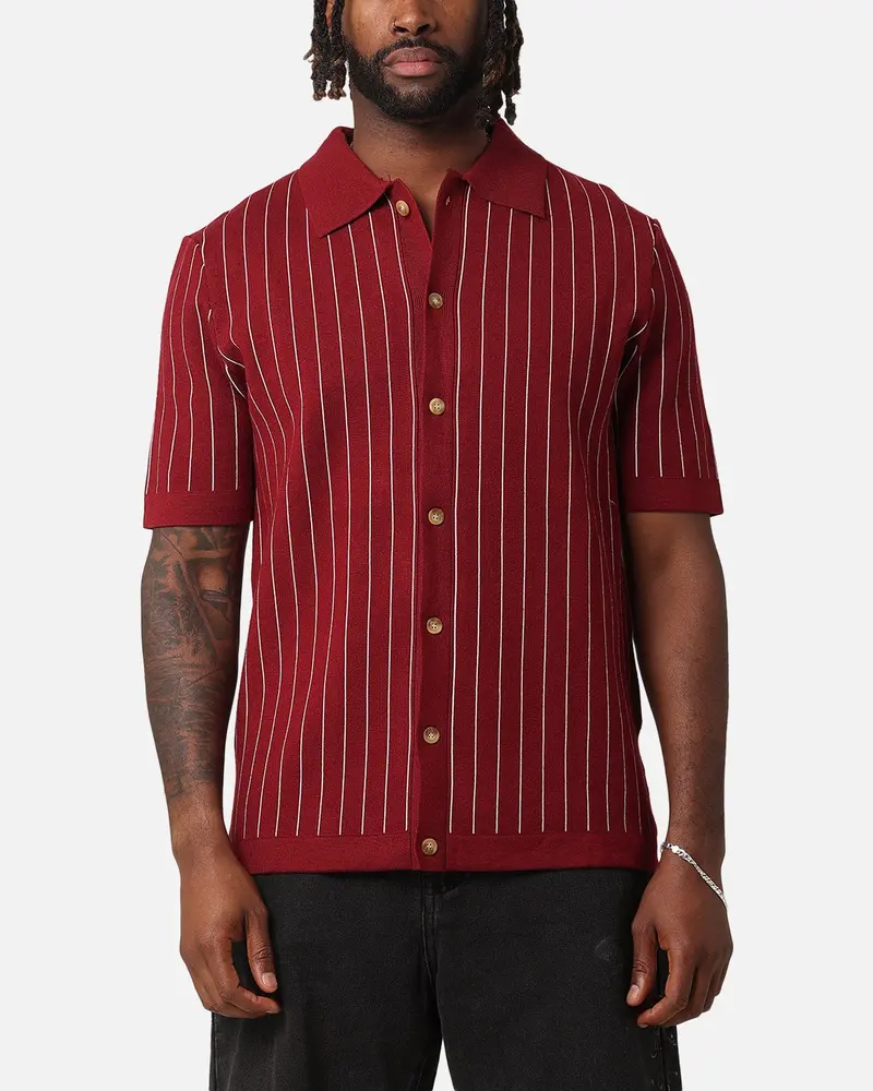 Xxiii Nicholas Knit Button Up Shirt Deep Red 1