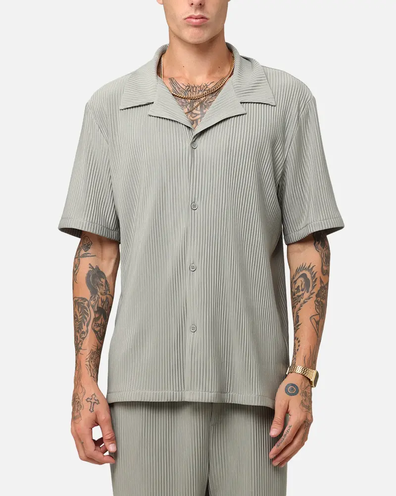 Xxiii Pleated Button Up Shirt Olive 1