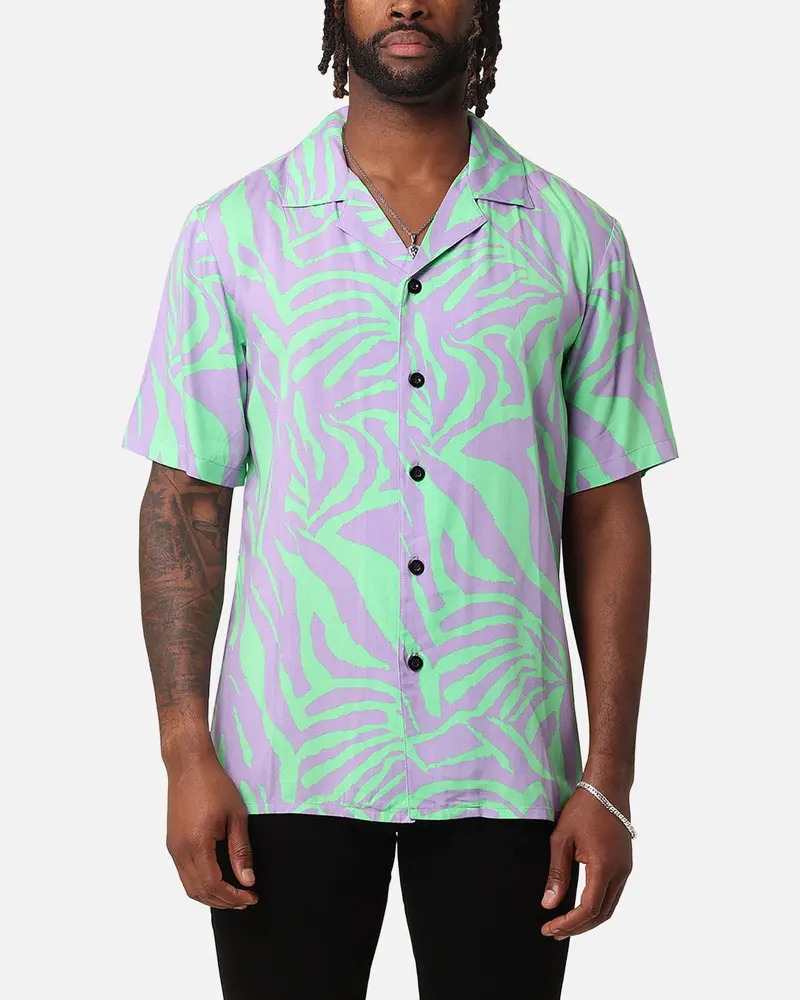 Xxiii Raver Button Up Shirt Green/Purple 1