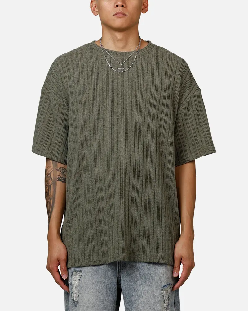Xxiii Rib Knit T-Shirt Olive Marle 1